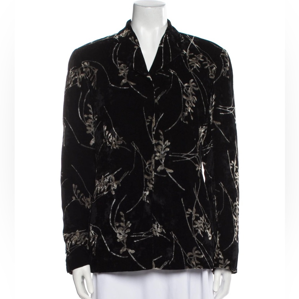 Giorgio Armani Black Velvet Blazer with Silver Accents